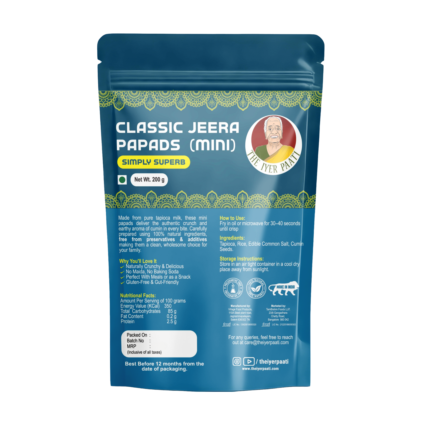 Classic Jeera Papads (Mini)