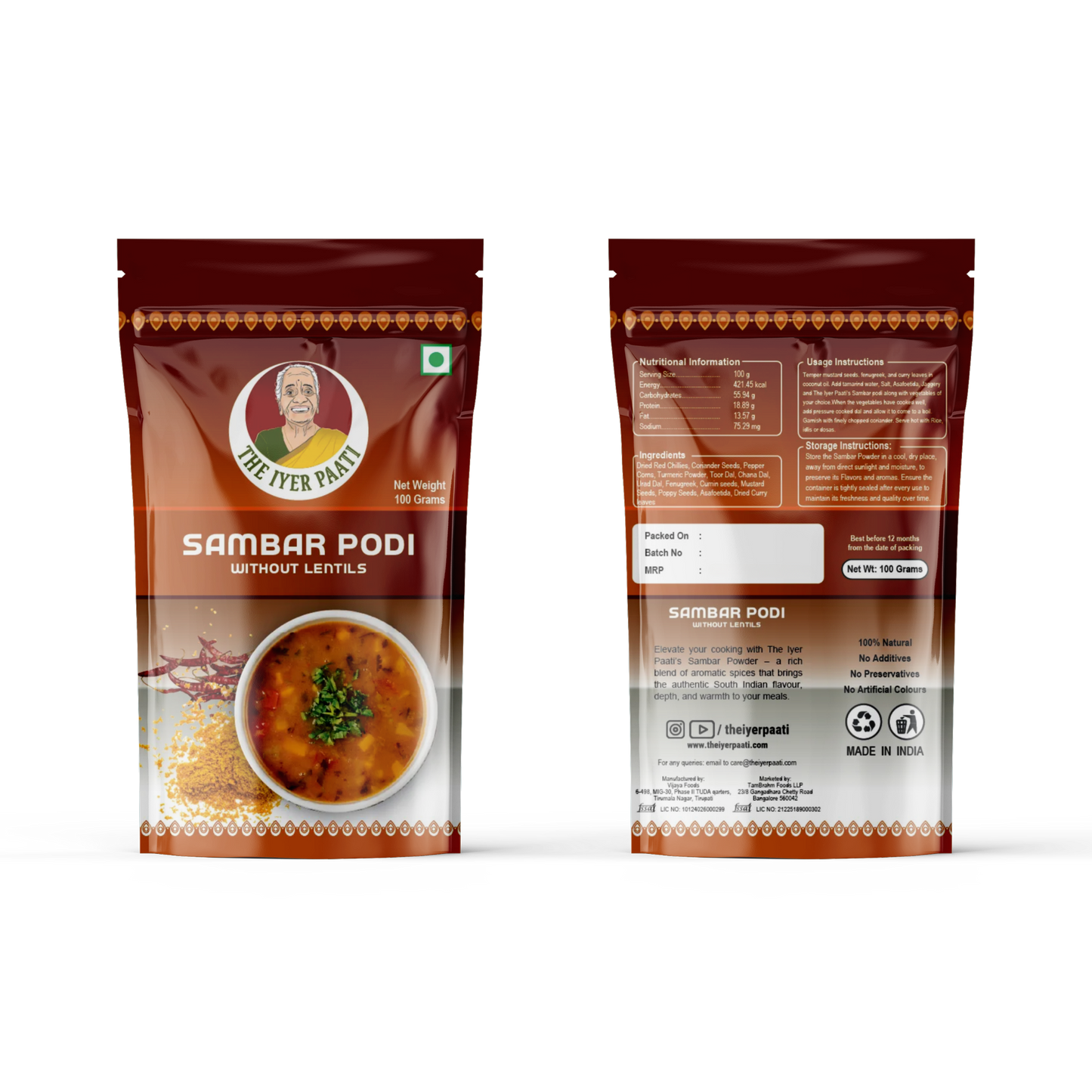 Sambar Powder without lentils