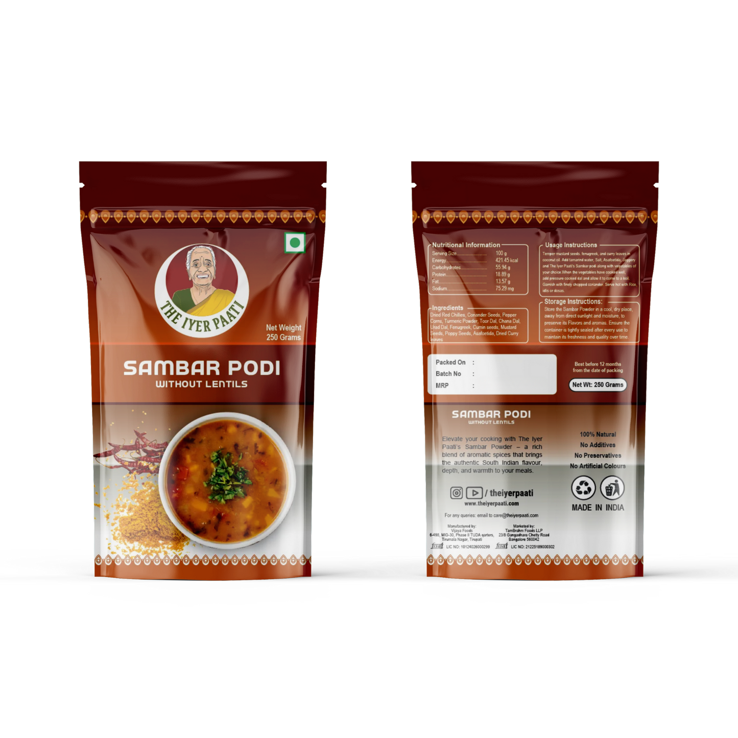 Sambar Powder without lentils