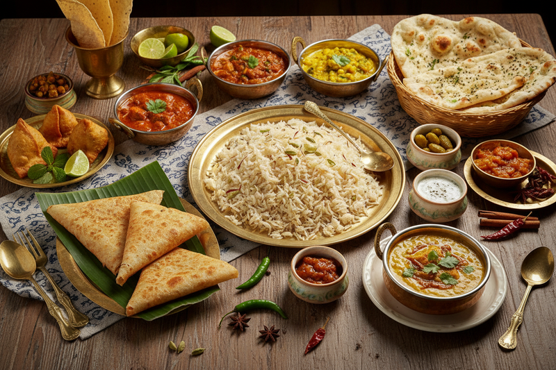 create the image of traditional indian vegetarian food