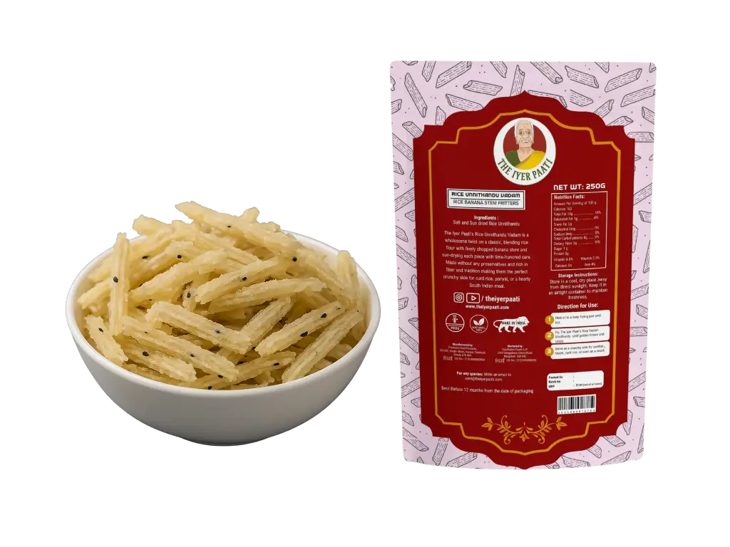 Rice Unnithandu Vadam (Rice Banana Stem Fritters) 